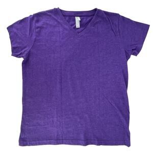 LAT Ladies V-Neck Short Sleeve Tee Shirt Top Size Ladies Large Purple